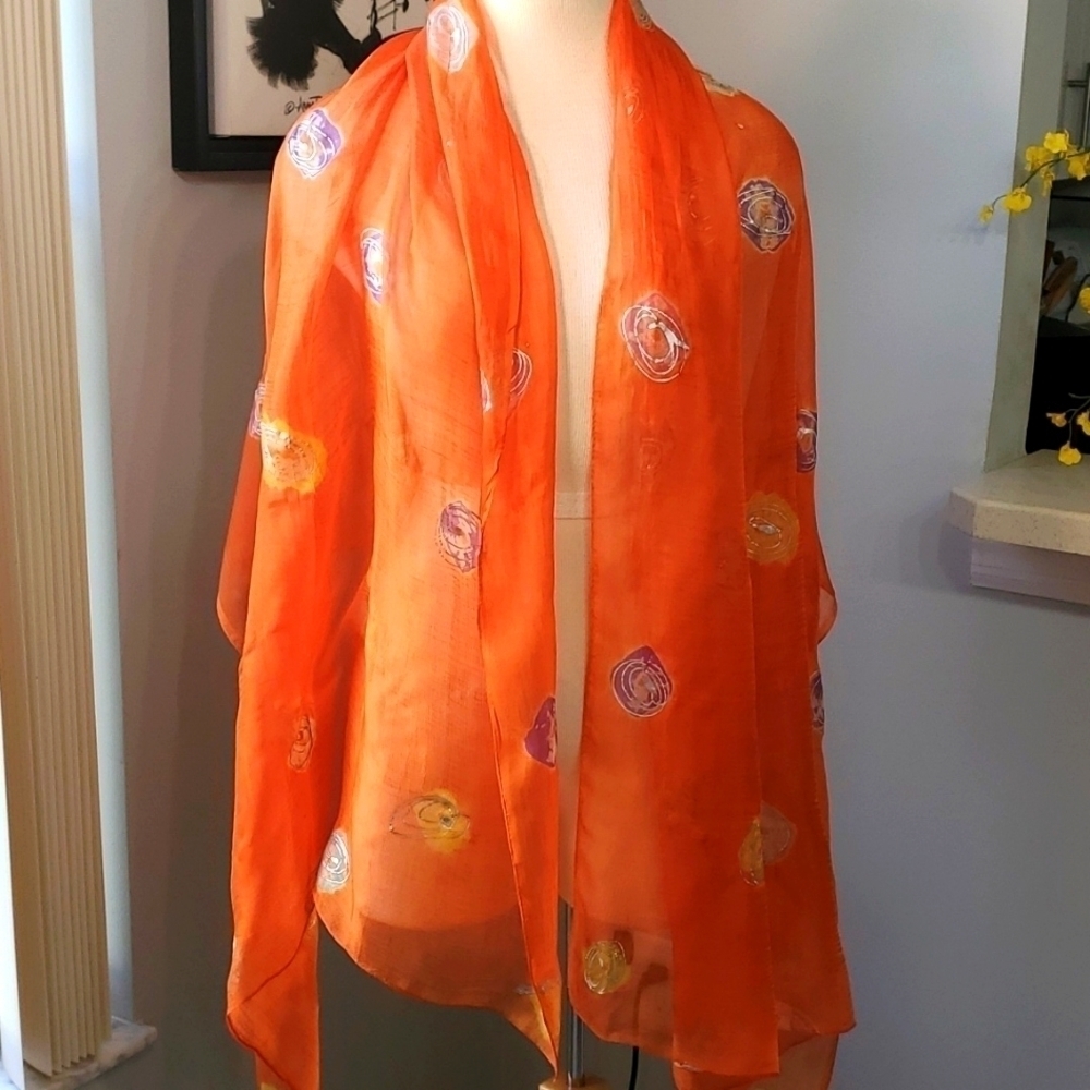 Beautiful rayon scarf by Peripherals. 70 X33. Good used condition. Fairies